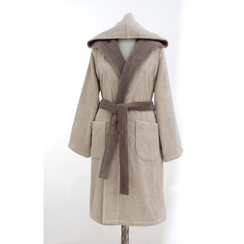 Халат женский Soft cotton LEAF бежевый L