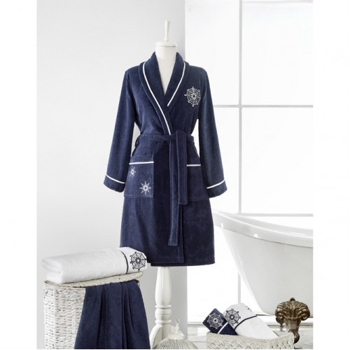 Халат женский Soft cotton MARINE LADY тёмно-синий L