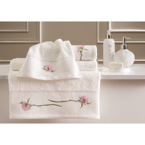 Набор полотенец Tivolyo Home CLEMATIS BRODERY кремовый 2 предмета