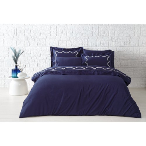 Комплект постельного белья Tivolyo Home CROSS тёмно-синий Евро