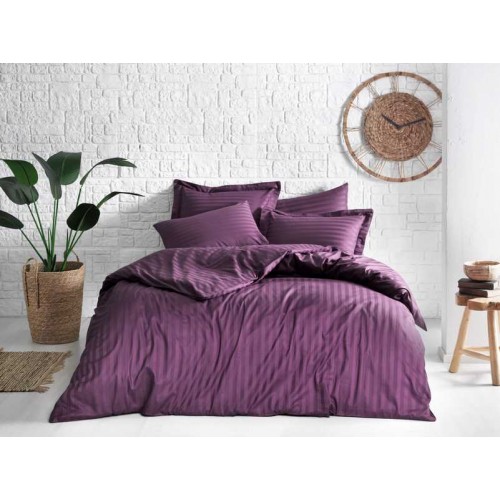 Простыня Tivolyo home JAQUARD BANDED бордовый Евро