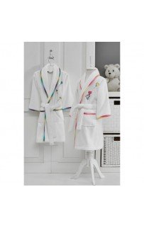 Детский халат Soft cotton RAINBOW бело-жёлтый 9-10 лет
