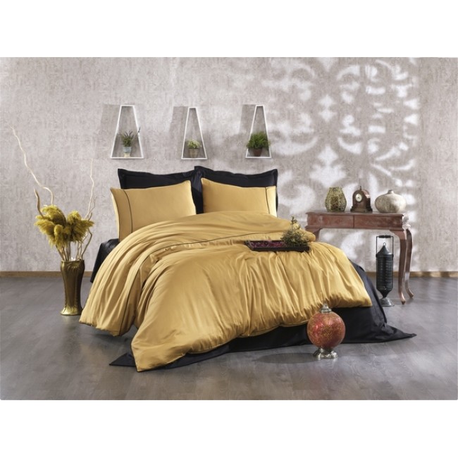 Комплект постельного белья Grazie Home ALIх горчичный/черный Евро Комплект постельного белья Grazie Home ALIх горчичный/черный Евро