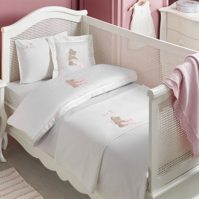 Комплект детского постельного белья Tivolyo Home POURTOL BEBE розовый с покрывалом