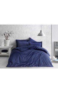 Комплект постельного белья Tivolyo home JACQUARD BANDED синий Евро