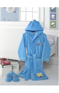 Детский халат Soft cotton PILOT голубой 128