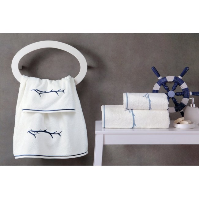 Набор полотенец Tivolyo Home PIхEL кремовый/тёмно-синий 2 предмета