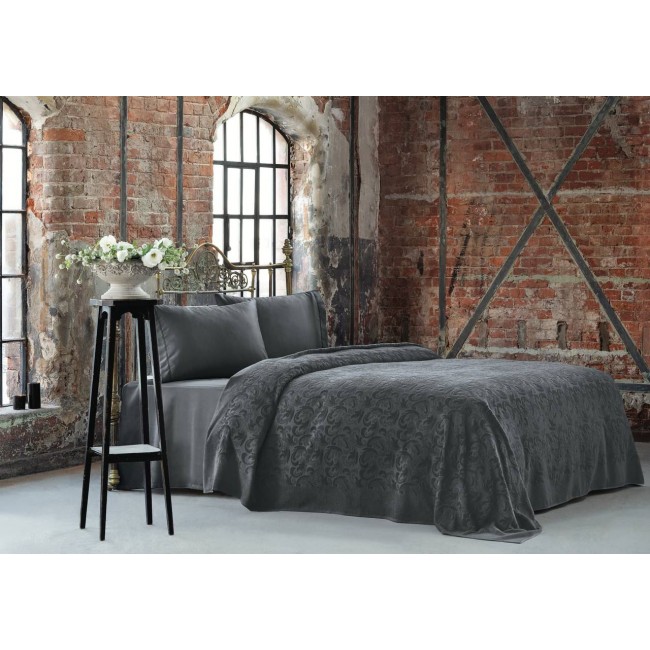 Покрывало Tivolyo Home BAROC антрацит Евро Покрывало Tivolyo Home BAROC антрацит Евро