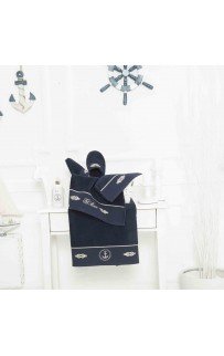 Набор полотенец Tivolyo Home MARINE TOWEL тёмно-синий 3 предмета + тапочки