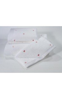 Полотенце Soft cotton LOVE белый/розовый 75х150