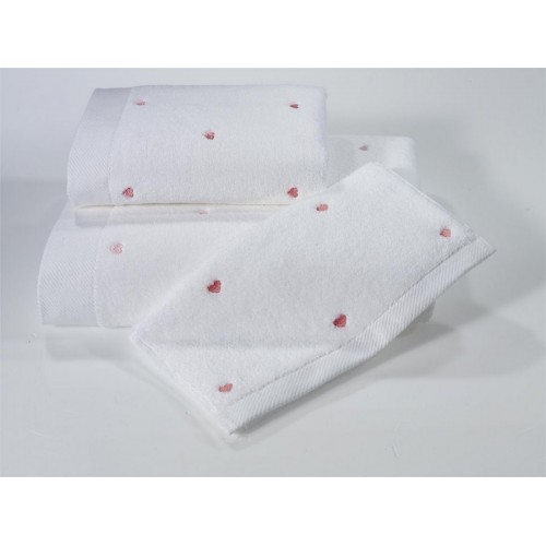Полотенце Soft cotton LOVE белый/розовый 50х100