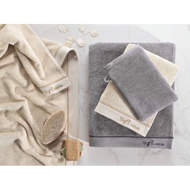 Набор полотенец Soft cotton AURA светло-серый 3 предмета Набор полотенец Soft cotton AURA светло-серый 3 предмета