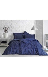 Комплект постельного белья Tivolyo home JACQUARD BANDED синий Евро