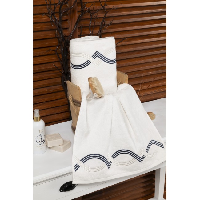 Набор полотенец Tivolyo Home CROSS кремовый/синий 2 предмета