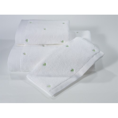 Полотенце Soft cotton LOVE белый/зелёный 75х150