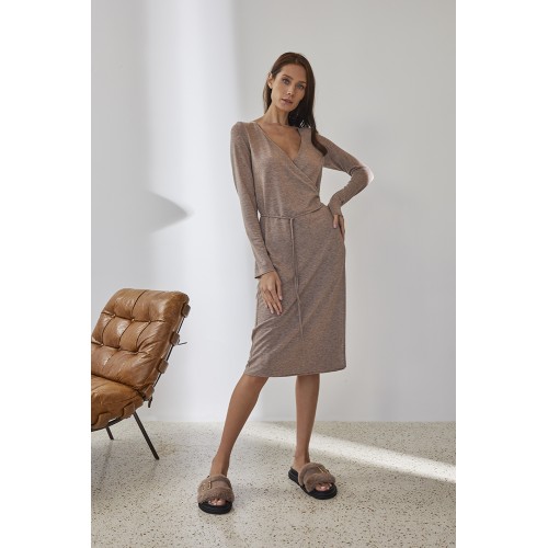 Платье 51972-1 Серый-Бронзовый люрекс XS