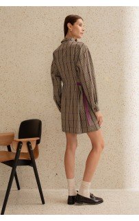 Платье 56403 Бордовый клетка S