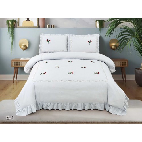 КПБ EFOR COTTONI с вышивкой "клубника" (S-1), евро