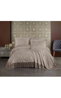 Покрывало EFOR Pique Bedspread LEYLA (240*260) с наволочками темно-кремовый TAS