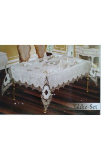 Скатерть EFOR YILDIZ 160x220 прямоугольная с 8 салфетками капучино