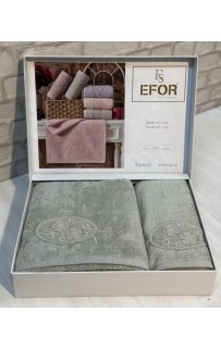 Набор полотенец EFOR из 2-х предметов (50*90 и 70*140) MOTIF GUPUR серо-зеленый A.GRI