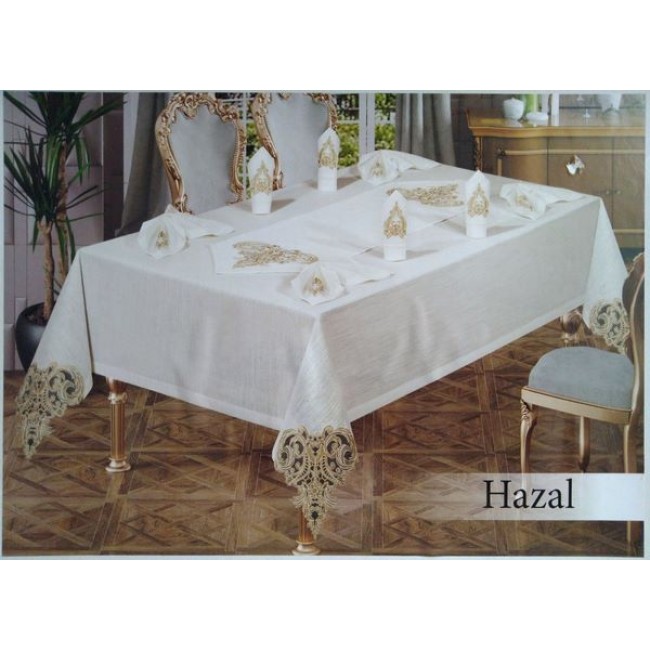Скатерть EFOR HAZAL 160*220 прямоугольная с 8 салфетками кремовый