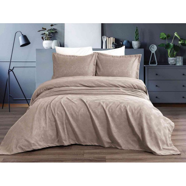 Покрывало EFOR Pique Bedspread BELKIS (240*260) с наволочками бежевый BEJ
