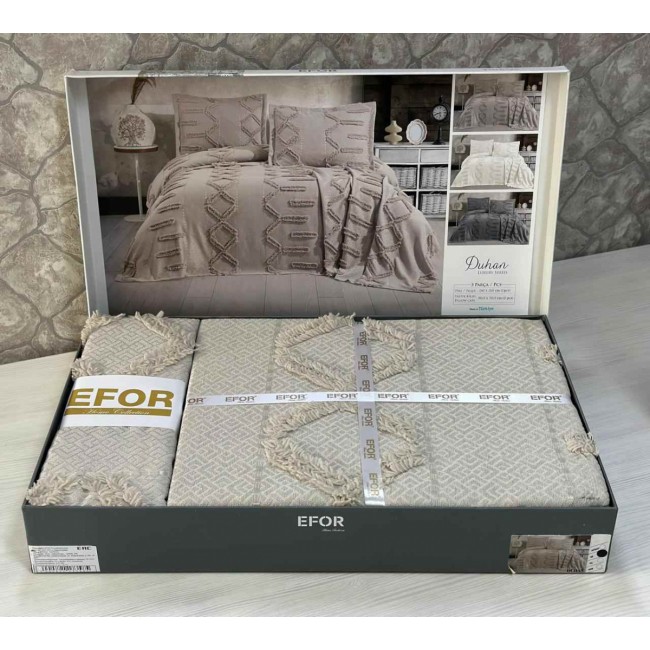 Покрывало EFOR Pique Bedspread DUHAN (240*260) с наволочками серый GRI