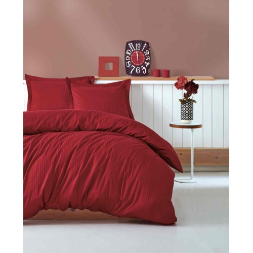 КПБ Cotton Box Saten Stripe (ELEGANT BORDO) евро