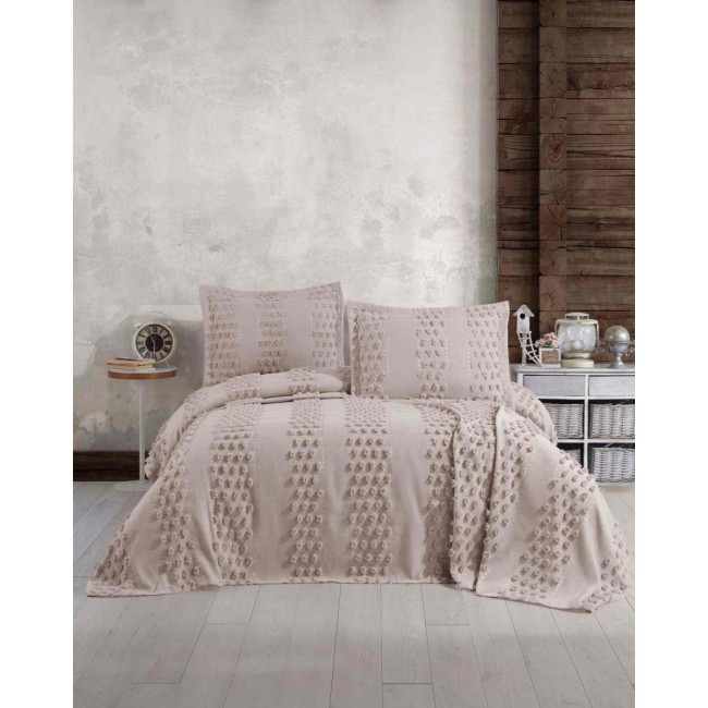 Покрывало EFOR Pique Bedspread DIDAR (240*260) с наволочками темно-кремовый TAS