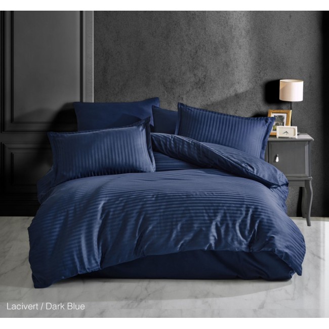 КПБ Clasy Satin Gizgili (DUZ RENK LACIVERT) евро