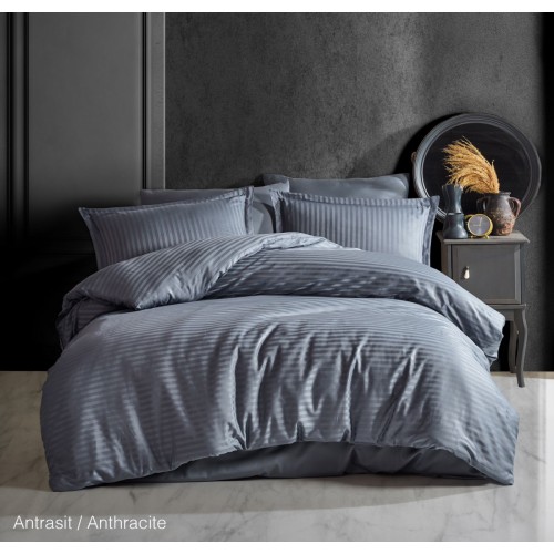 КПБ Clasy Satin Gizgili (DUZ RENK ANTRASIT) евро