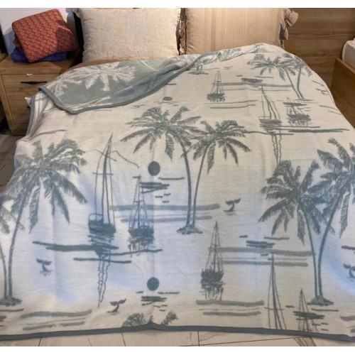 Плед Saheser в ассортименте евро серый-пальмы