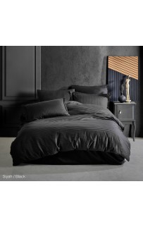 КПБ Clasy Satin Gizgili (DUZ RENK SIYAH) евро