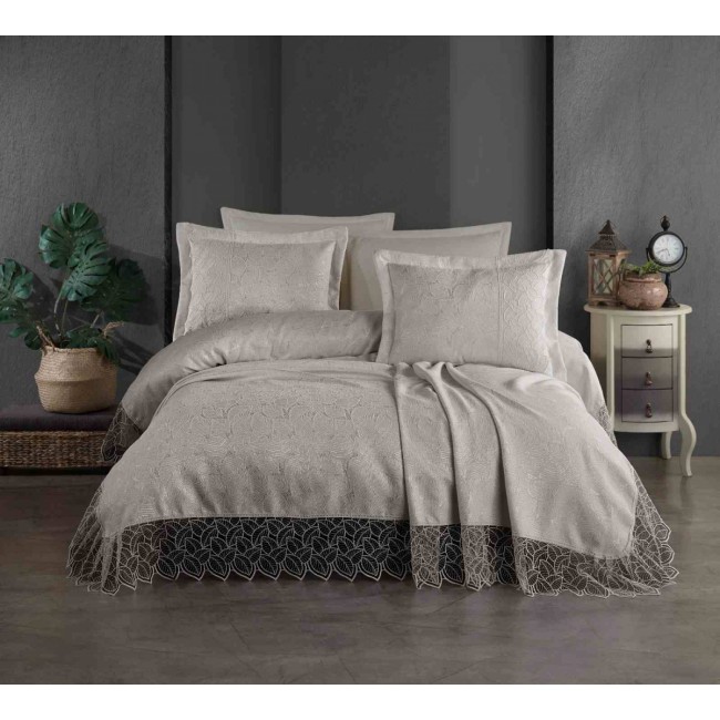 Покрывало EFOR Pique Bedspread MIRAY (240*260) с наволочками серый GRI