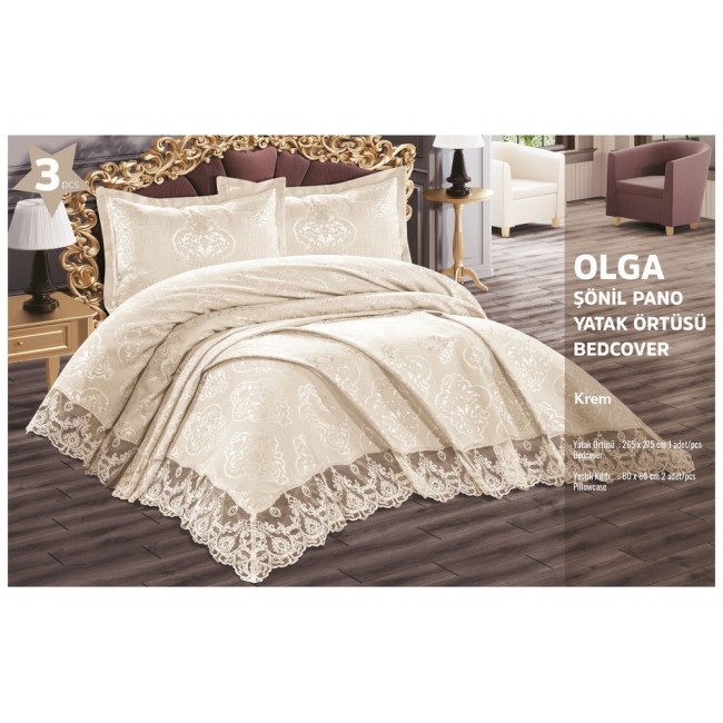 Покрывало EFOR с наволочками OLGA (265*275) крем KREM