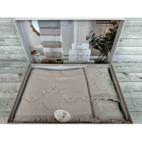 Набор полотенец Pupilla BERNINI хлопок (3 шт) (40*60,50*90,70*140) лиловый с вышивкой мод 2