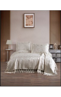 Покрывало EFOR Pique Bedspread AKAY (240*260) с наволочками кремовый KREM