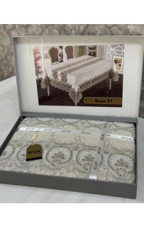 Скатерть EFOR NONA V1 GARDENYA 160*220 прямоугольная кофейный (KAHVE)