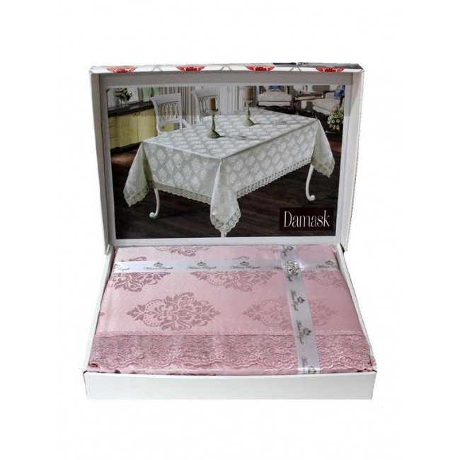 Скатерть EFOR DAMASK 160*350 прямоугольная пудровый PUDRA