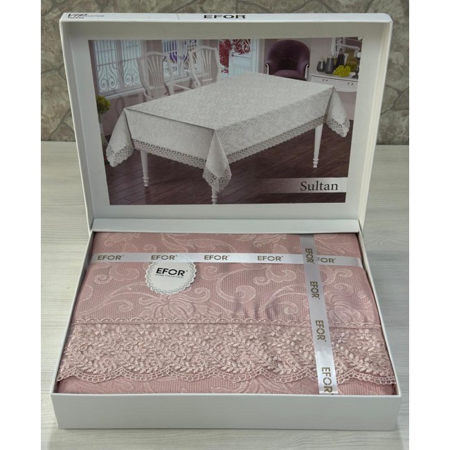 Скатерть EFOR SULTAN 160*300 прямоугольная пудровый PUDRA