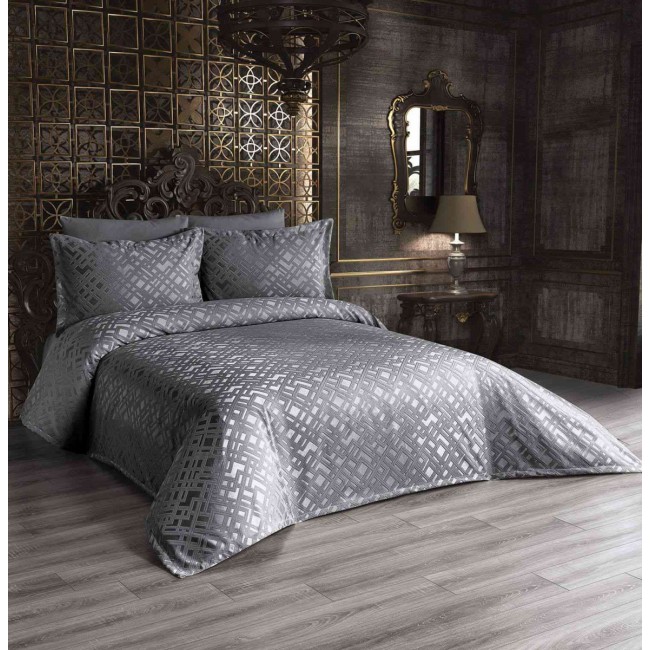 Покрывало EFOR Pique Bedspread SEZEN (240*260) с наволочками серый GRI