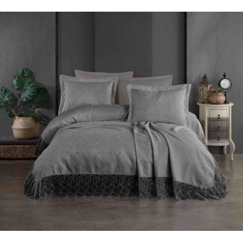Покрывало EFOR Pique Bedspread MIRAY (240*260) с наволочками антрацит ANTRASIT
