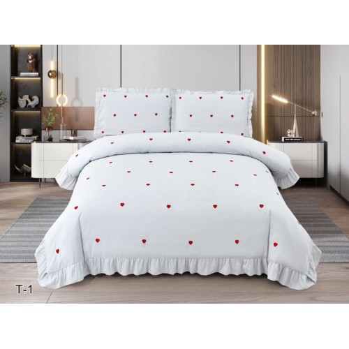 КПБ EFOR COTTONI с вышивкой "сердце" (Т-1), евро