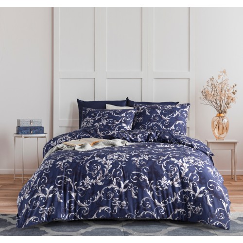 КПБ Ecosse RANFORCE DOUBLE (VERONICA LACIVERT) 160*220 семейный ТЁМНО-СИНИЙ