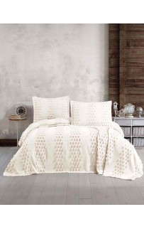 Покрывало EFOR Pique Bedspread DIDAR (240*260) с наволочками кремовый KREM