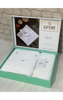 Набор полотенец EFOR из 2-х предметов (50*90; 70*140) сердце белый (бирюзовый) MINT