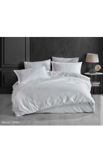 КПБ Clasy Satin Gizgili (DUZ RENK BEYAZ) евро