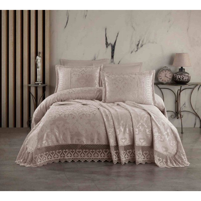Покрывало EFOR Pique Bedspread MERYEM (240*260) с наволочками темно-кремовый TAS