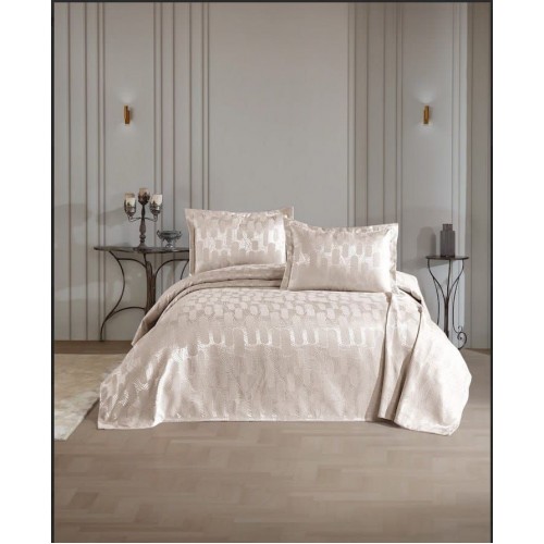 Покрывало EFOR Pique Bedspread MELISA (240*260) с наволочками бежевый BEJ
